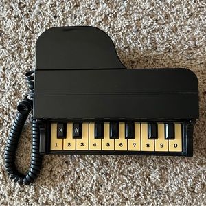 Vintage Black Piano-Shaped Telephone